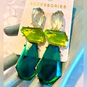 Multilayer Geometric Resin Drop Earrings NWT